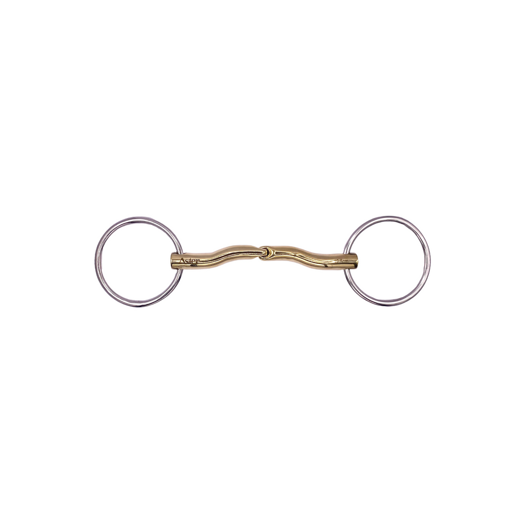 Aster Contour golden single jointed snaffle loose ring