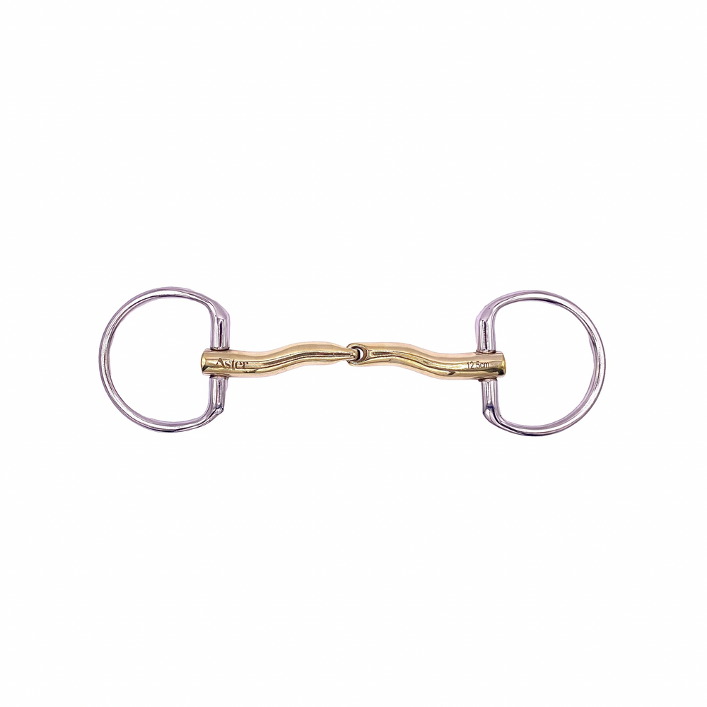 Aster Contour golden single jointed snaffle fixed ring