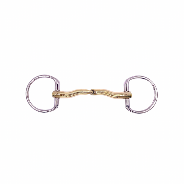 Aster Contour golden single jointed snaffle fixed ring